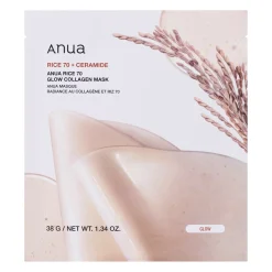 Anua - Rice 70 Glow Collagen Mask - Rozświetlająca Maska w Płachcie z Kolagenem - 38g
