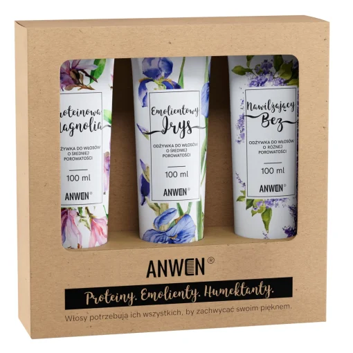 Anwen - Magnolia, Irys, Bez - Zestaw 3 Odżywek do Włosów o Średniej Porowatości