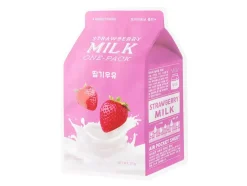 A'pieu - Milk One Pack Mask - Strawberry - Rozjaśniająca Maska w Płacie - 21g