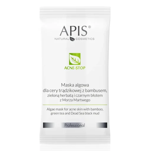 Apis - Acne-Stop - Maska Algowa dla Cery Trądzikowej z Bambusem, Zieloną Herbatą i Czarnym Błotem z Morza Martwego - 20g