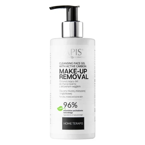 Apis - Cleansing Face Gel with Active Carbon - Oczyszczający Żel do Mycia Twarzy z Aktywnym Węglem - 300ml