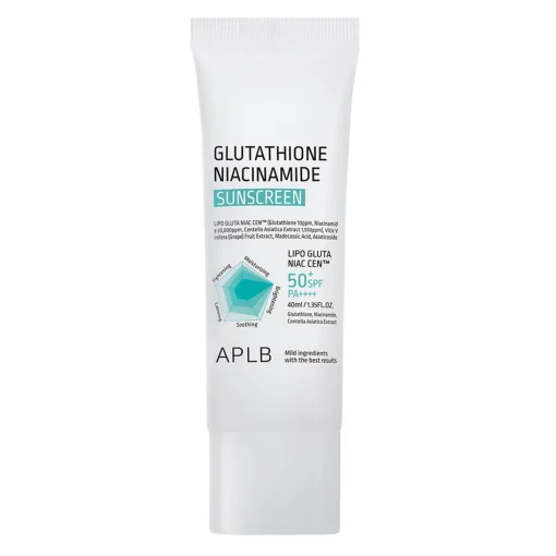 APLB - Glutathione Niacinamide Sunscreen SPF50+ PA++++ - Rozjaśniający Krem do Twarzy z Filtrem - 40ml