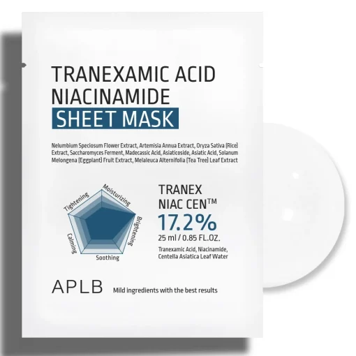 APLB - Tranexamic Acid Niacinamide Sheet Mask - Rozjaśniająco-Nawilżająca Maska w Płachcie do Twarzy - 1szt/25ml