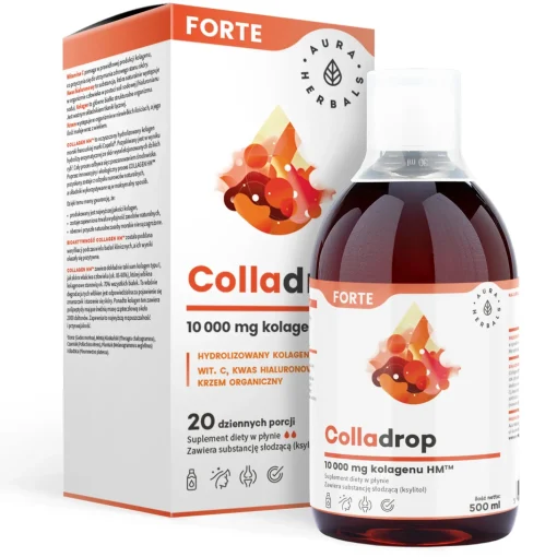 Aura Herbals - Colladrop Forte Kolagen Morski 10000 mg - Płyn - 500ml