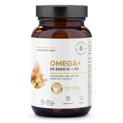 Aura Herbals - Omega+ Witamina D3 2000 IU + K2 - Kapsułki - 60 szt