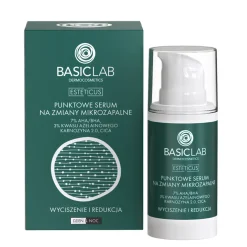 BasicLab - Wyciszenie i Redukcja - Serum Punktowe na Zmiany Mikrozapalne z 7% AHA/BHA, 3% Kwasu Azelainowego i Laktoferyną - 15ml