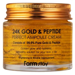 Farmstay - 24K Gold & Peptide Perfect Ampoule Cream - Kremowa Ampułka do Twarzy z Peptydami - 80ml