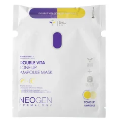 Neogen - Dermalogy Double Vita Tone Up Ampoule Mask - Rozświetlająca Maska do Twarzy w Płachcie - 1szt/33g